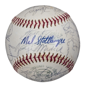 1973 New York Yankees Team Signed OAL Cronin Baseball With 30 Signatures Including Munson & Howard (PSA/DNA)